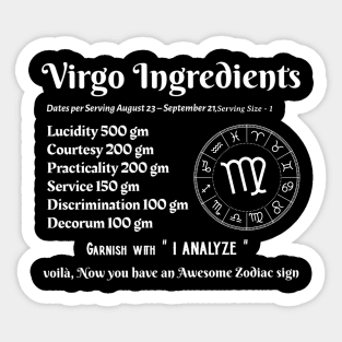 Virgo Ingredients Sticker